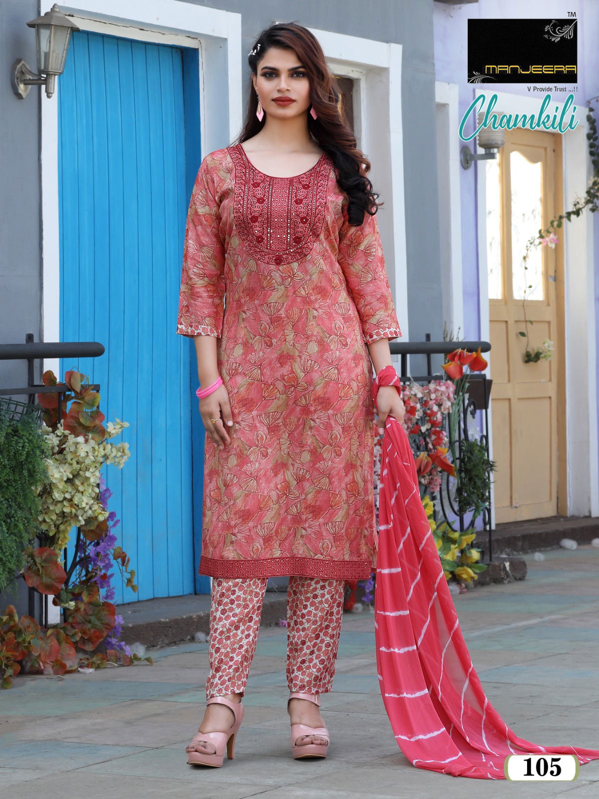 Chamkili By Manjeera Daman Work Printed Kurti With Bottom Wholesale Online